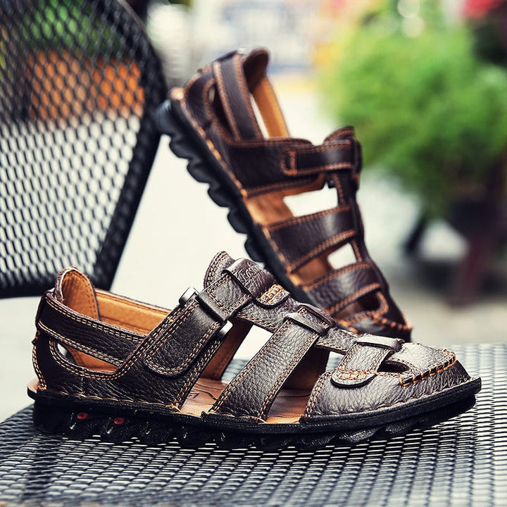 Orthopedische gesloten herensandalen synthetisch leer met antislip sportzool - Brumak