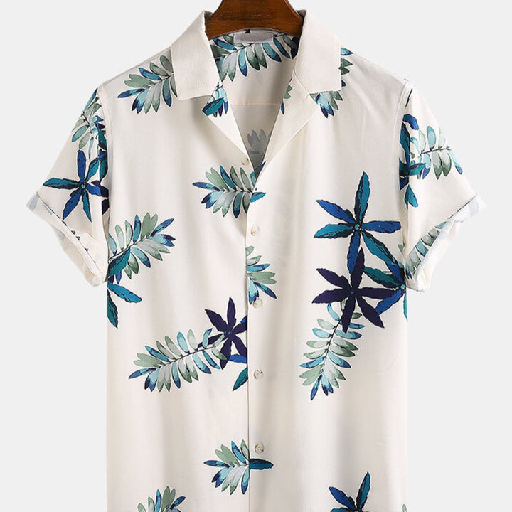 Herenhemd met korte mouwen in viscose met tropische print - Théo