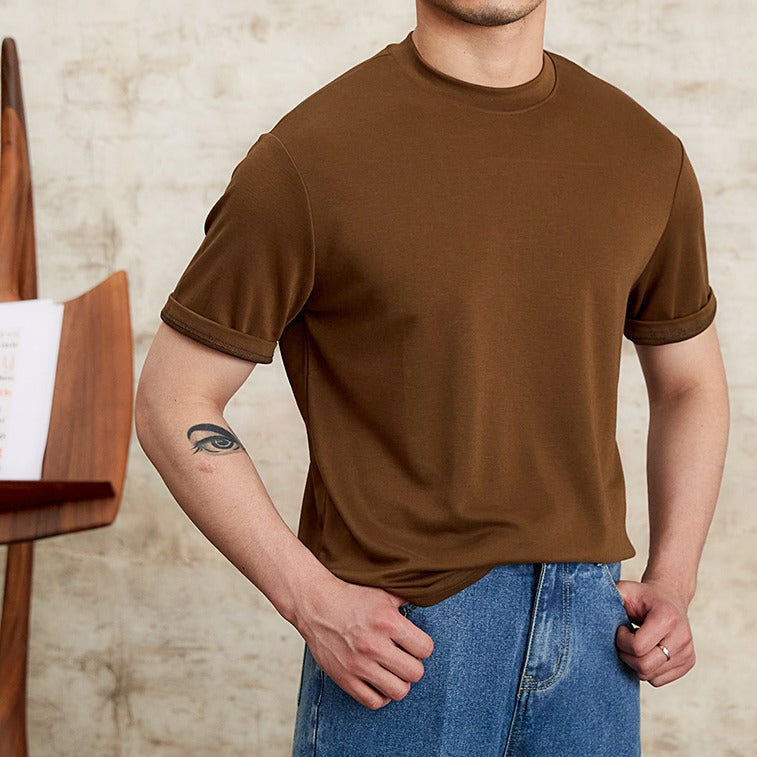 Heren-T-shirt zachte stretchstof klassieke snit - Elias