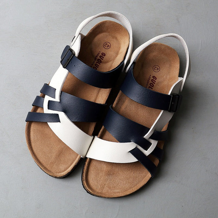 Lederen herensandalen in Romeinse stijl met gekruiste banden - Bastien