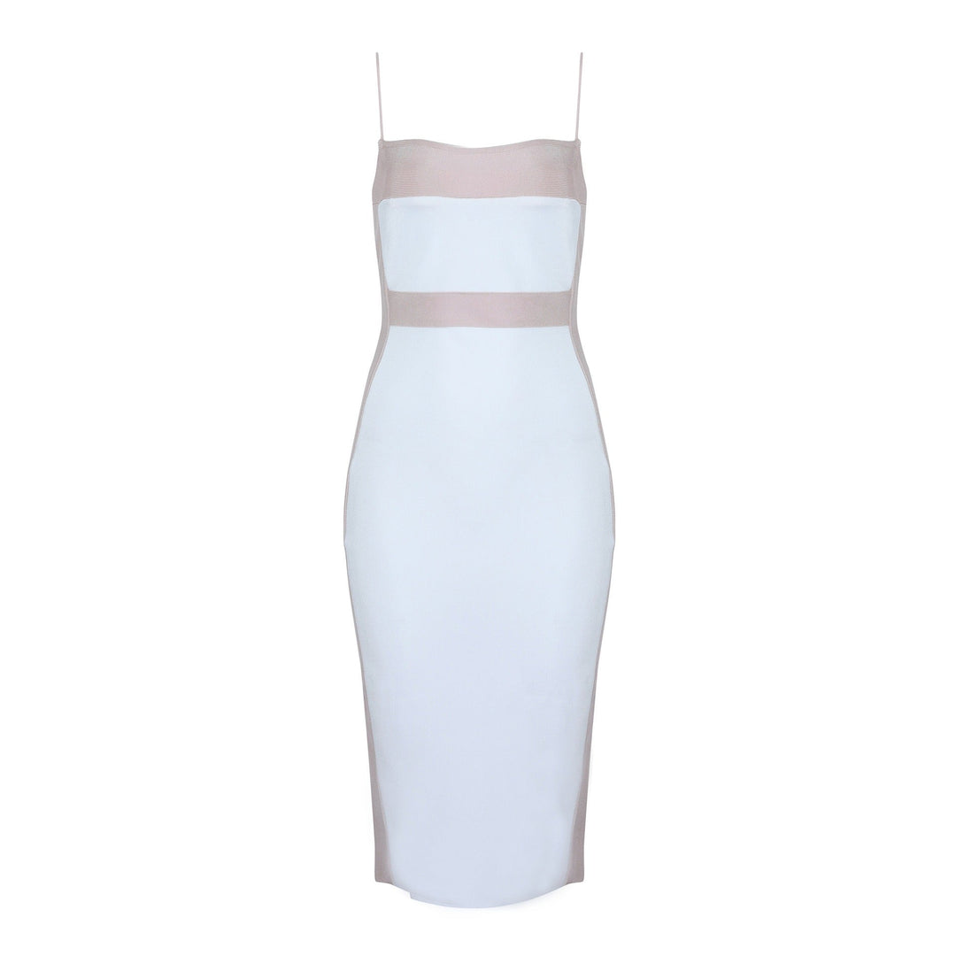 Dames midi-jurk met dunne bandjes en tweekleurig design - Teresa
