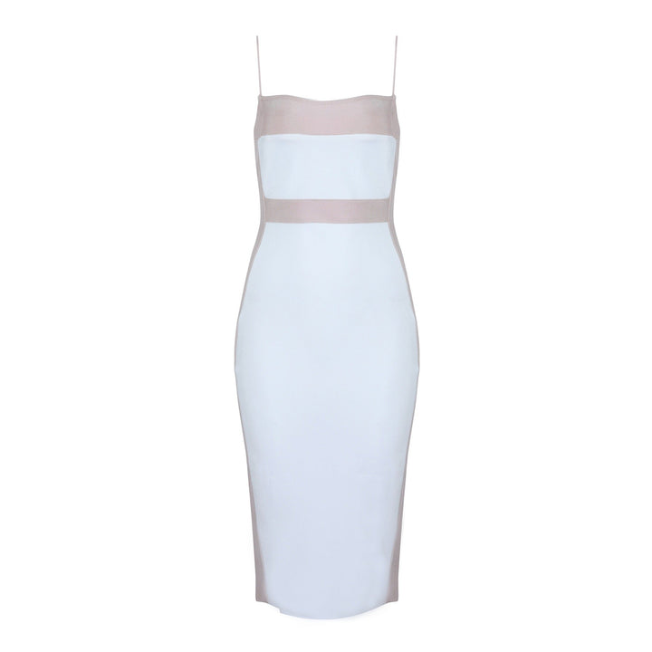 Dames midi-jurk met dunne bandjes en tweekleurig design - Teresa