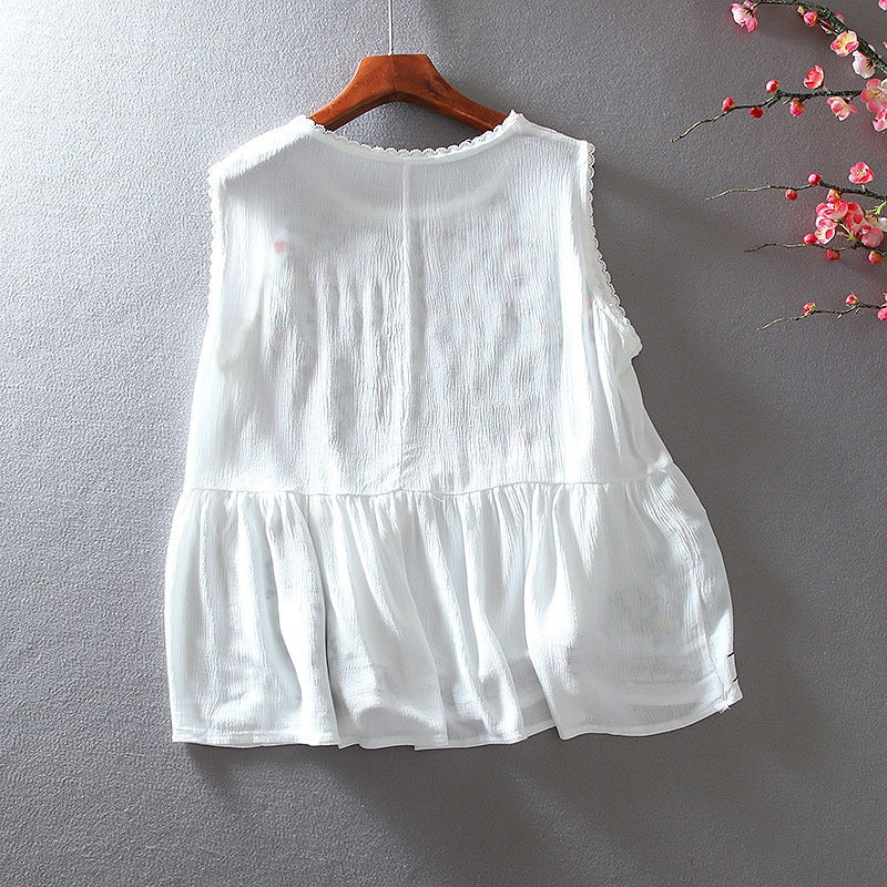 Bohemian geborduurde blouse zonder mouwen - Alondra