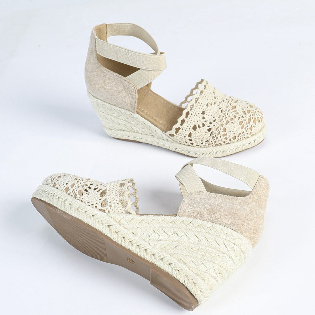 Espadrilles voor dames handgemaakt kant met jute sleehak - Camila