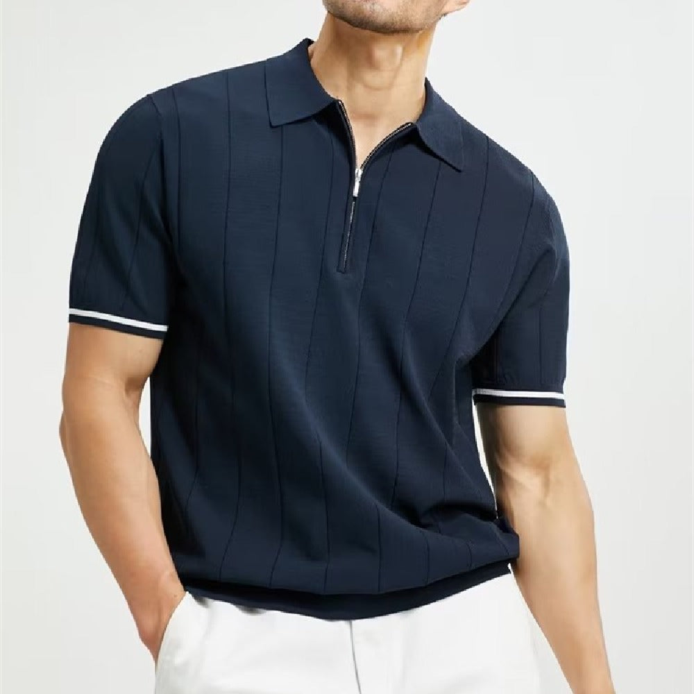 Fijn gebreid herenpoloshirt met moderne kraag - Marc