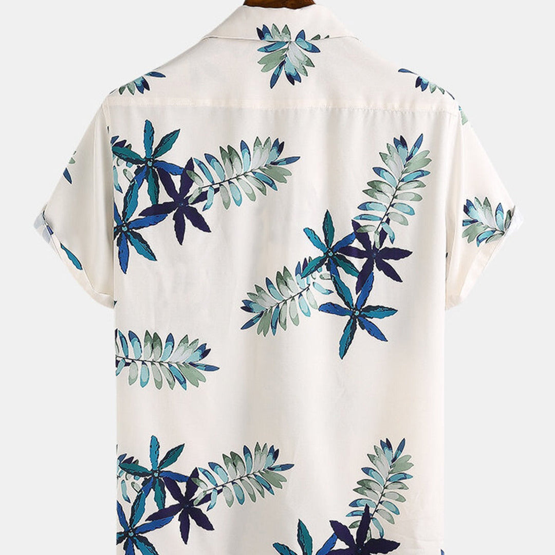 Herenhemd met korte mouwen in viscose met tropische print - Théo