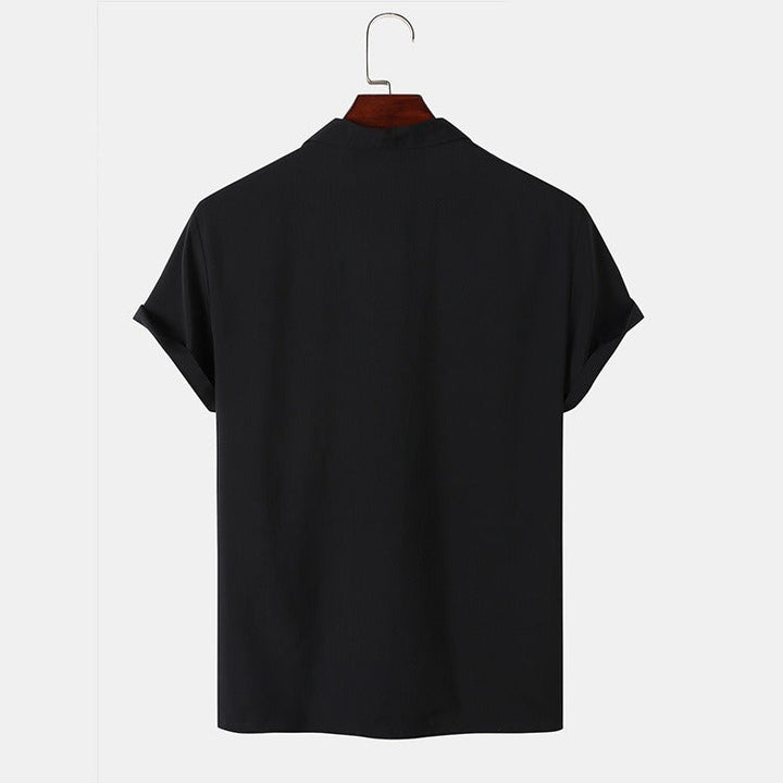 Heren casual overhemd met korte mouwen en geometrisch borduursel - Sven
