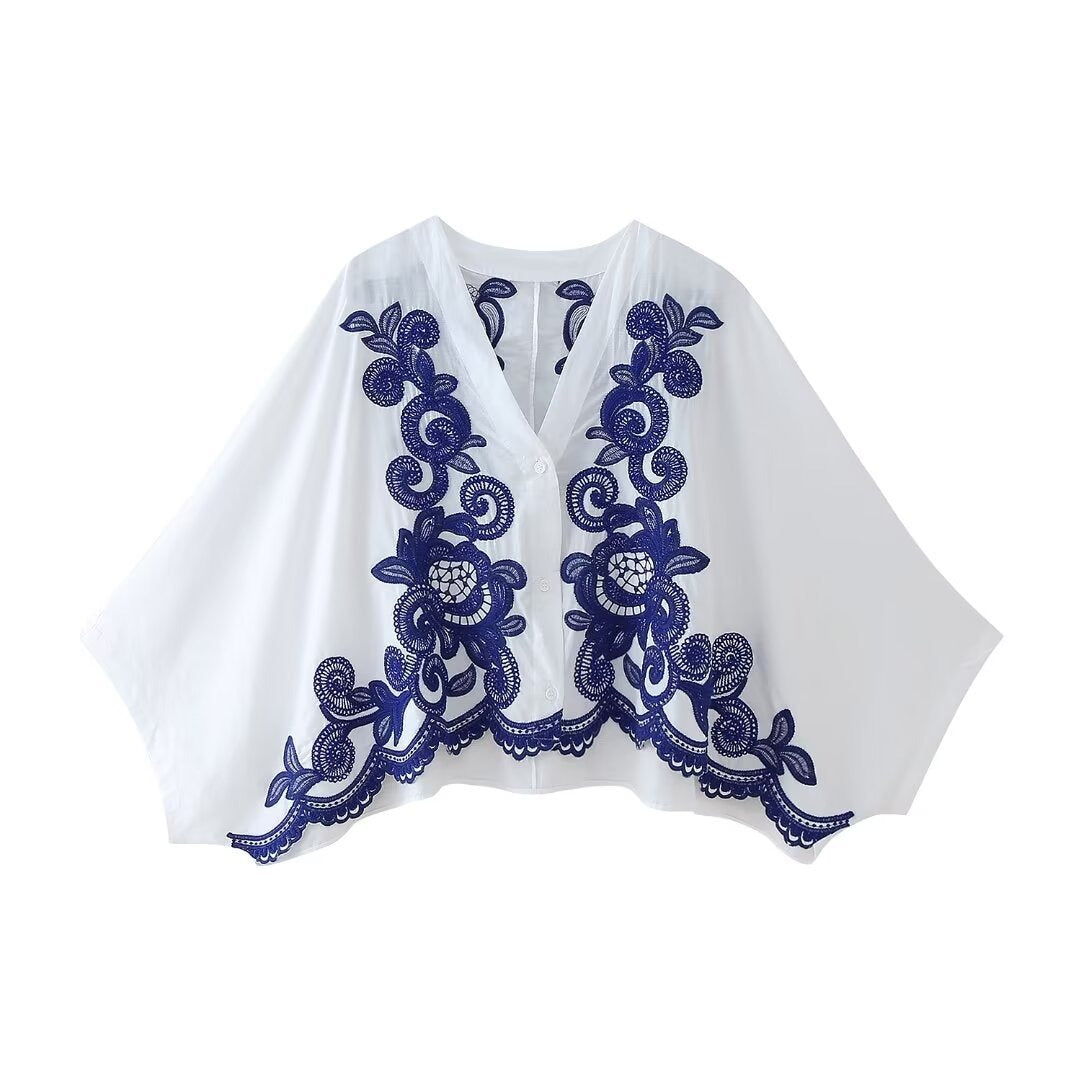 Damesset met geborduurde blouse en rok in bohemian stijl - Alondra