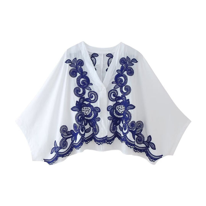 Damesset met geborduurde blouse en rok in bohemian stijl - Alondra