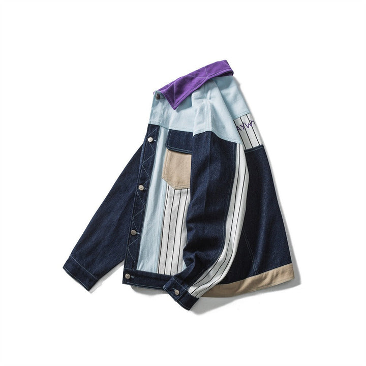 Herenjas patchwork denim multipockets modern ontwerp - Keiro