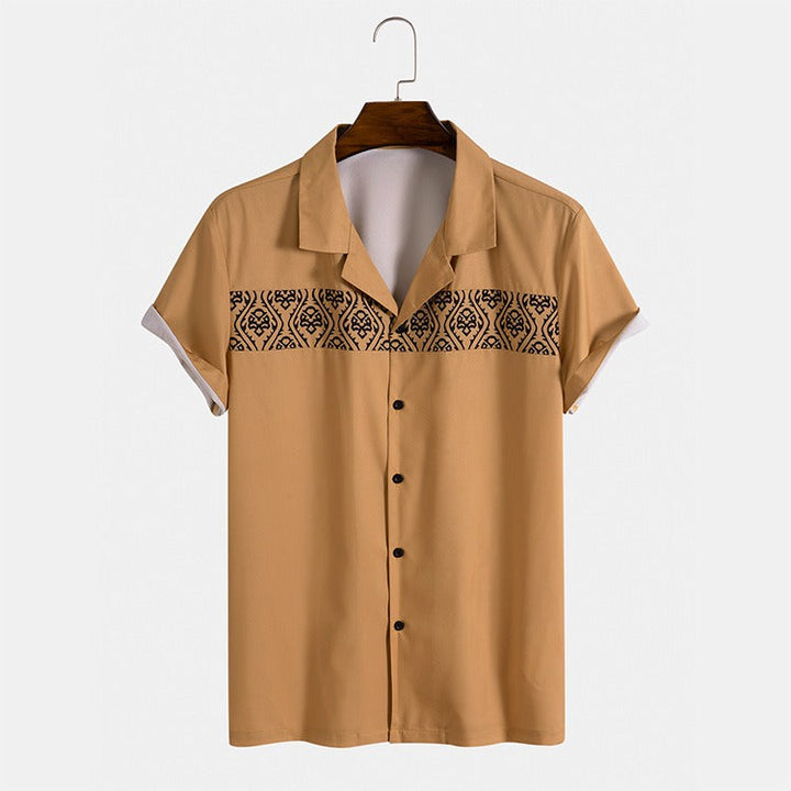 Heren casual overhemd met korte mouwen en geometrisch borduursel - Sven