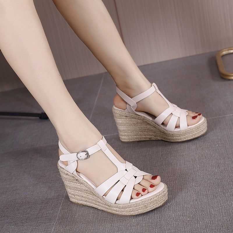 Jute plateausandalen met gekruiste bandjes - Liora