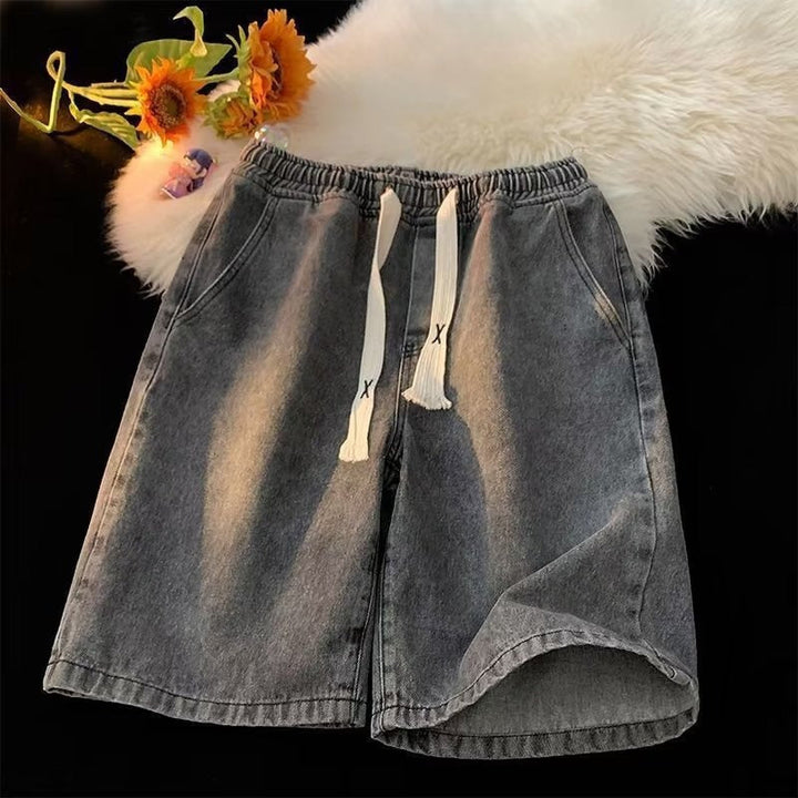 Denim shorts met elastiek in de taille en verstelbaar trekkoord - Silas