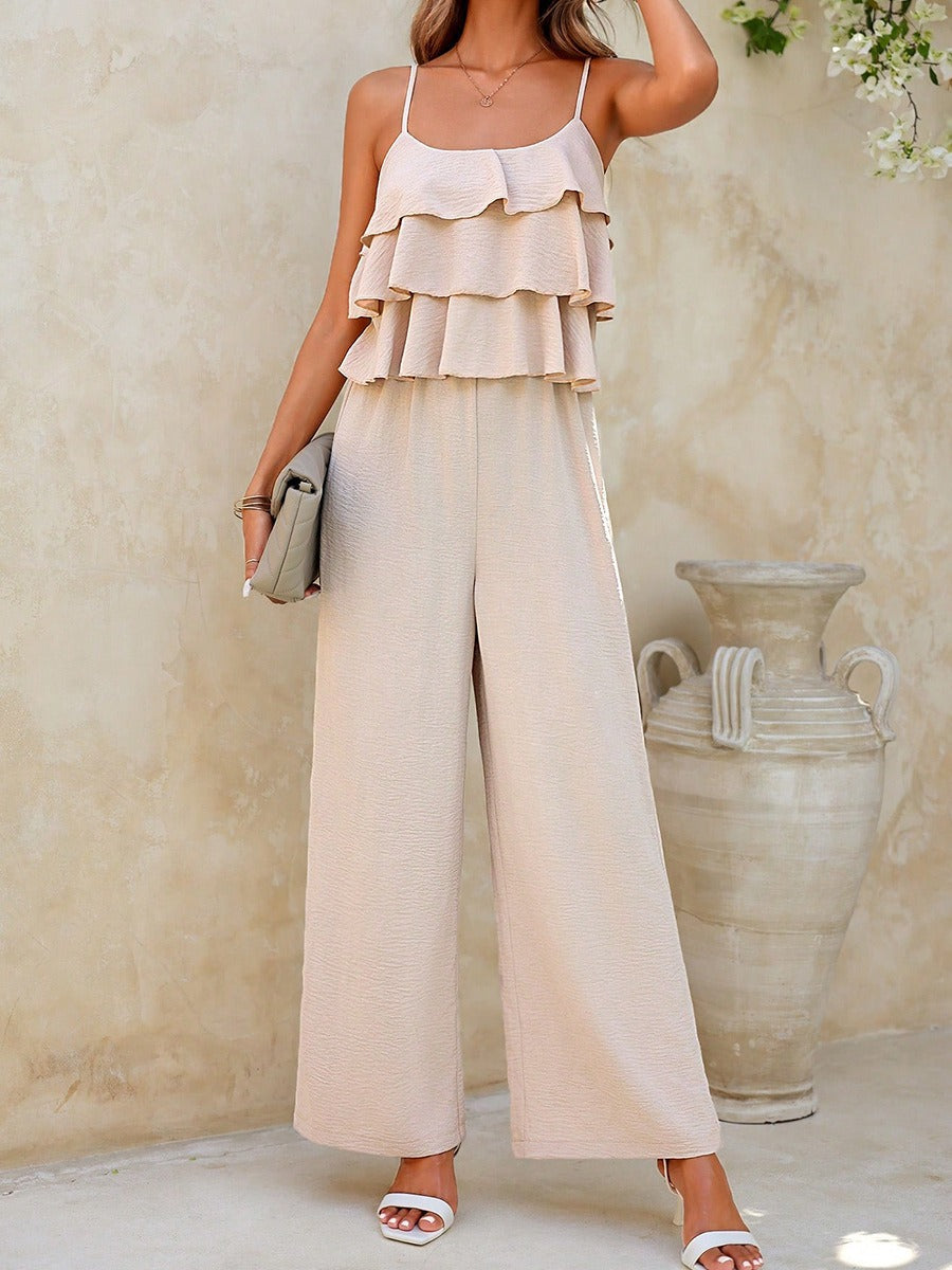 Dames jumpsuit zonder bandjes met ruches palazzo stijl - Amira