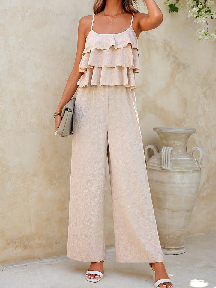 Dames jumpsuit zonder bandjes met ruches palazzo stijl - Amira