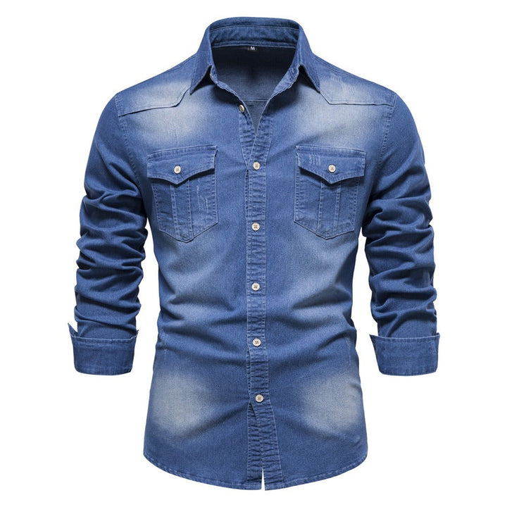 Denim overhemd met lange mouwen voor heren - Derek