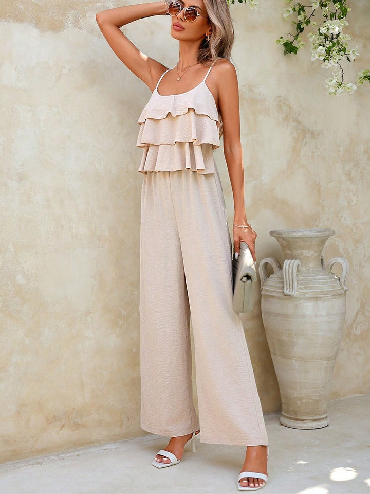 Dames jumpsuit zonder bandjes met ruches palazzo stijl - Amira