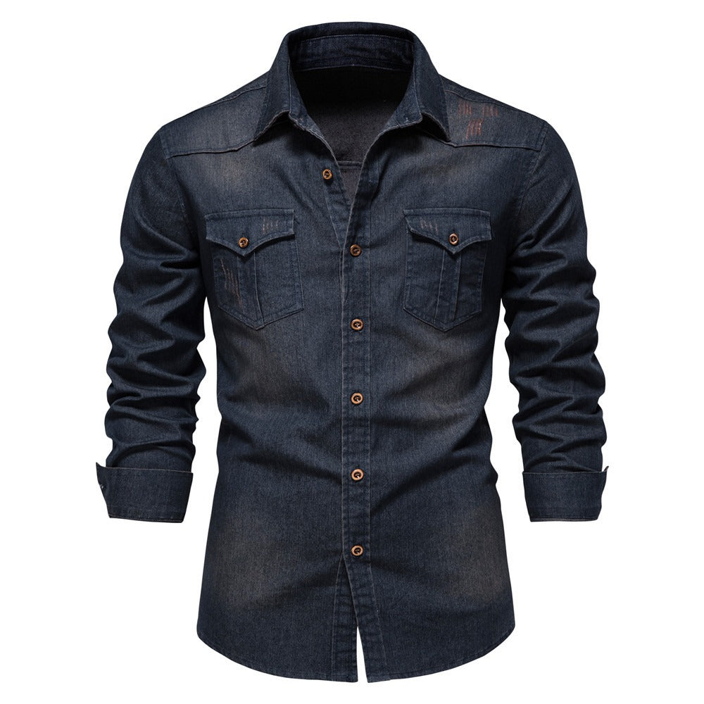 Denim overhemd met lange mouwen voor heren - Derek