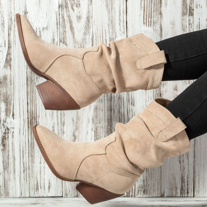 Dameslaarzen western stijl van synthetisch suède met middelhoge hakken - Liora