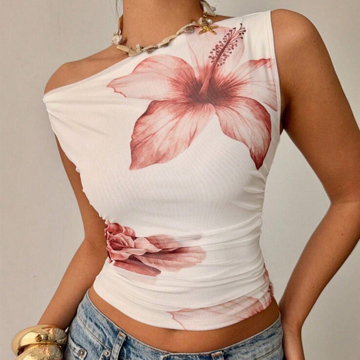 Mouwloze, getailleerde top met bloemenprint voor dames - Maelis