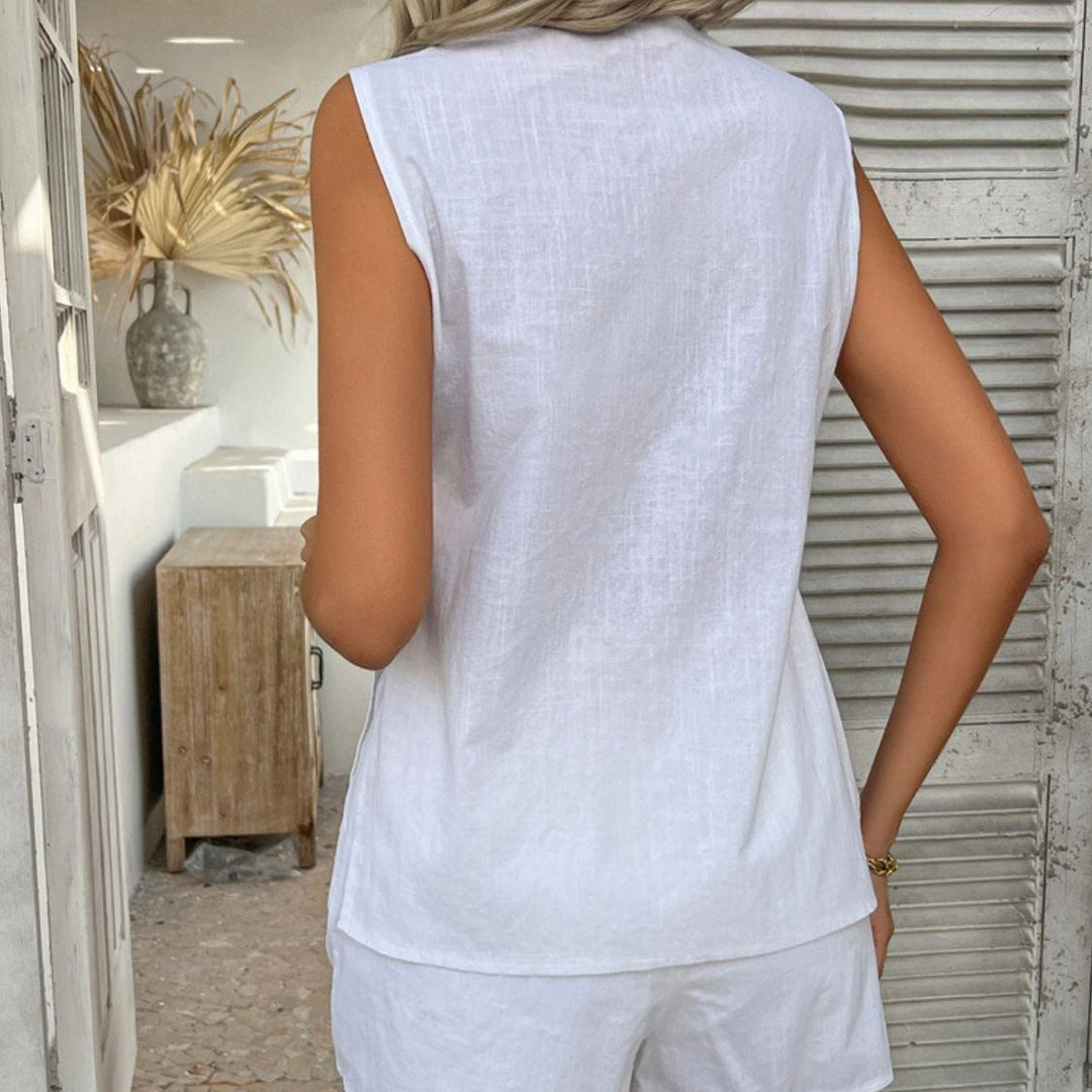 Dames casual mouwloos linnen set - Renata