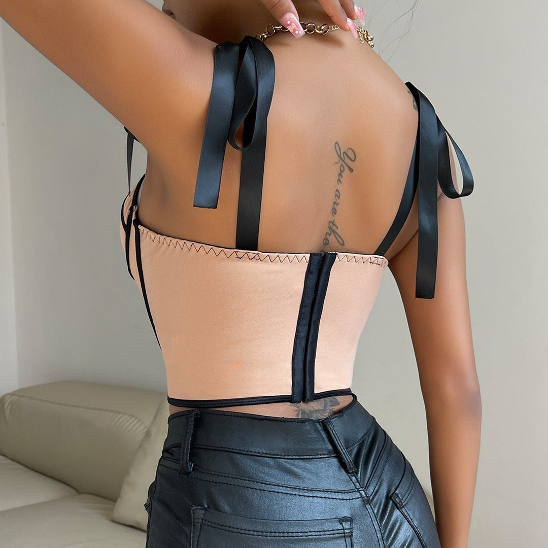 Mouwloze korsettop transparant tule - Mallela