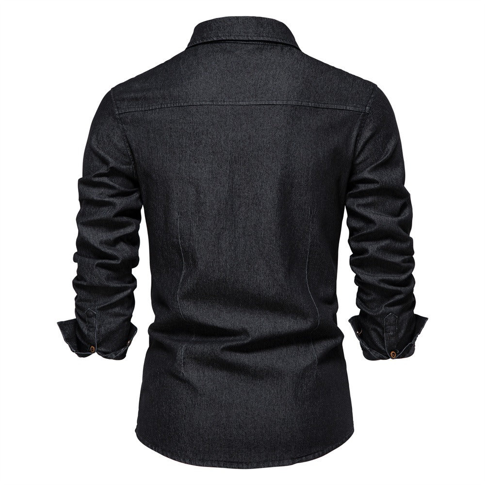 Denim overhemd met lange mouwen voor heren - Derek