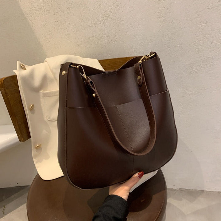 Minimalistische stijl schoudertas van synthetisch leer voor vrouwen - Teresa
