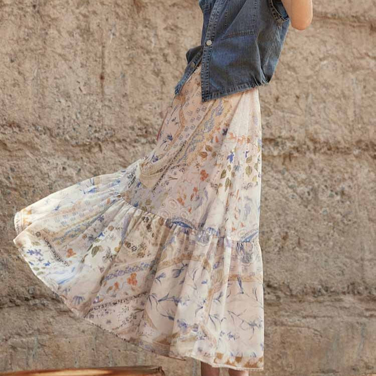 Damesrok bohemian bloemenprint - Mireille