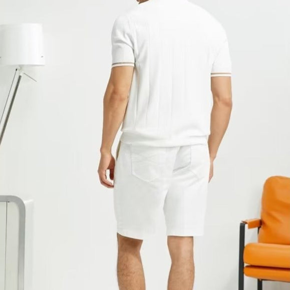 Fijn gebreid herenpoloshirt met moderne kraag - Marc