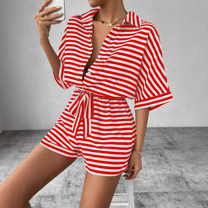 Shirt korte jumpsuit met horizontale strepen - Brisa