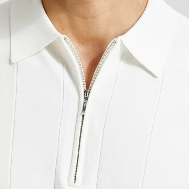 Fijn gebreid herenpoloshirt met moderne kraag - Marc