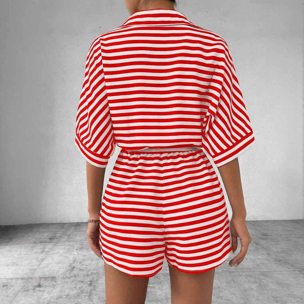Shirt korte jumpsuit met horizontale strepen - Brisa