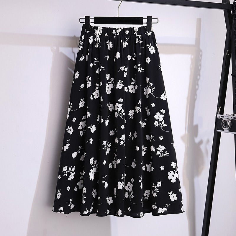 Dames midirok van vloeiend chiffon met bloemenprint - Renata