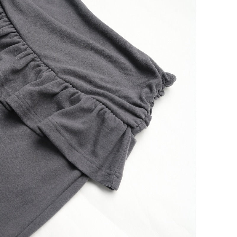 Katoenen uitlopende broek met ruches voor dames - Solène