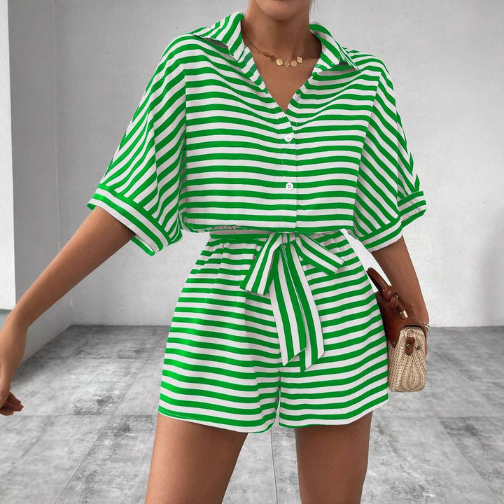 Shirt korte jumpsuit met horizontale strepen - Brisa