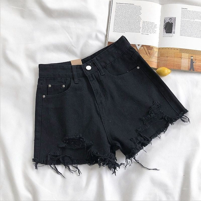 Damesshort van denim met gerafeld effect - Estelle