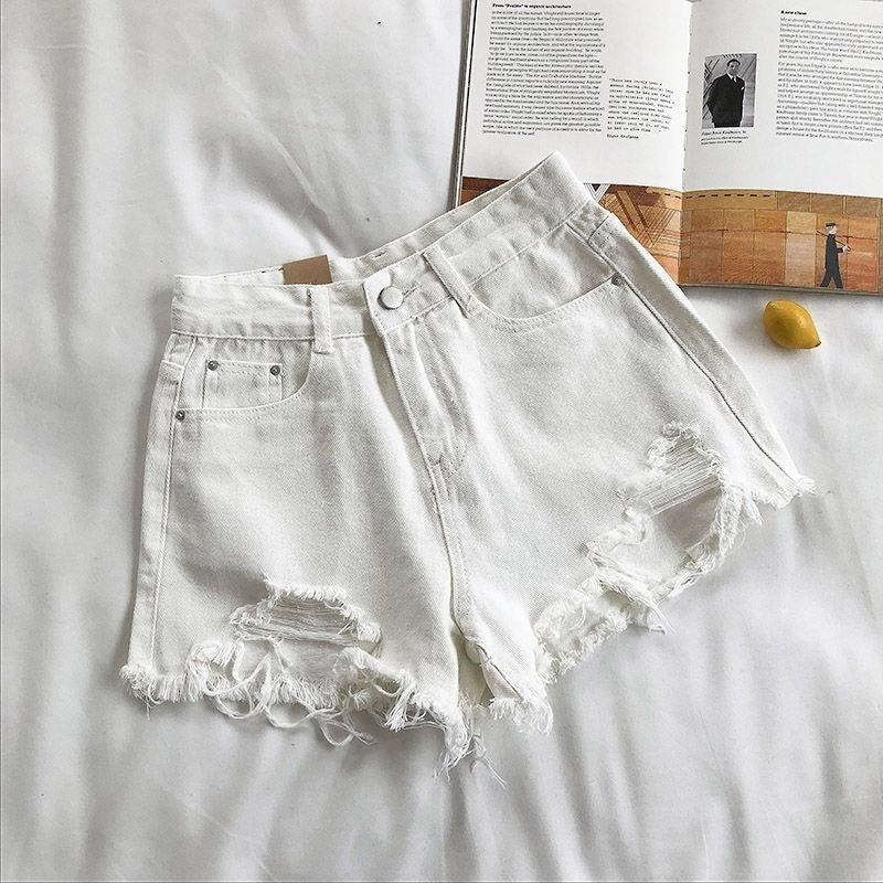 Damesshort van denim met gerafeld effect - Estelle