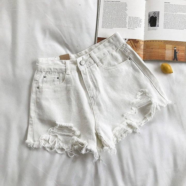 Damesshort van denim met gerafeld effect - Estelle