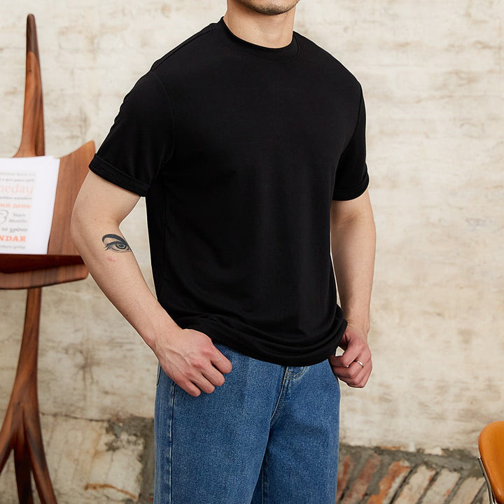 Heren-T-shirt zachte stretchstof klassieke snit - Elias