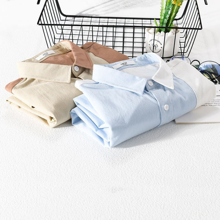 Herenhemd met korte mouwen en contrasterende patchwork - Elian