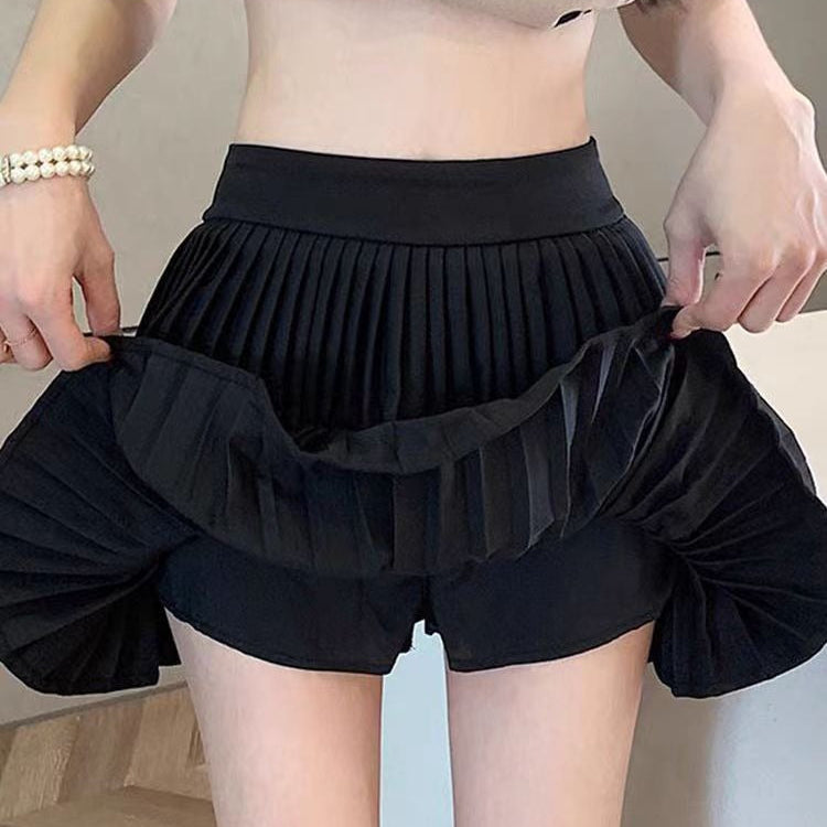 Damesminirok van gelaagd geplooid chiffon met uitlopende snit - Maëlle
