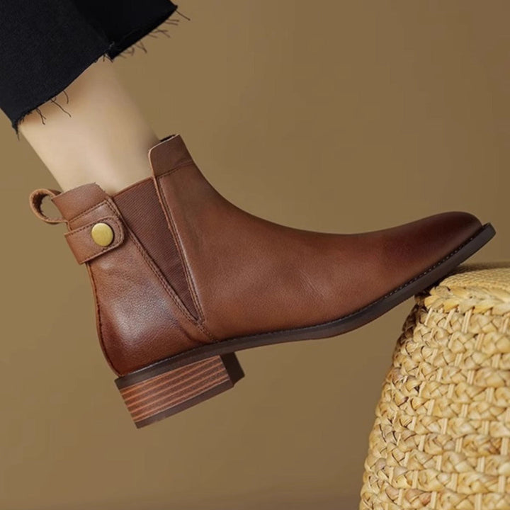 Platte leren enkellaarsjes in chelsea stijl - Keira