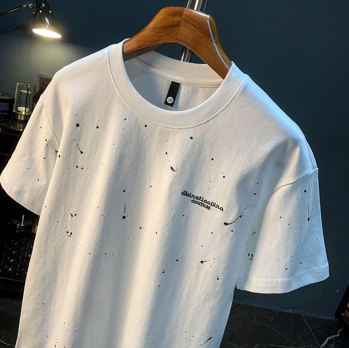Katoenen heren-T-shirt met spetterprint in urban stijl - Dalvio