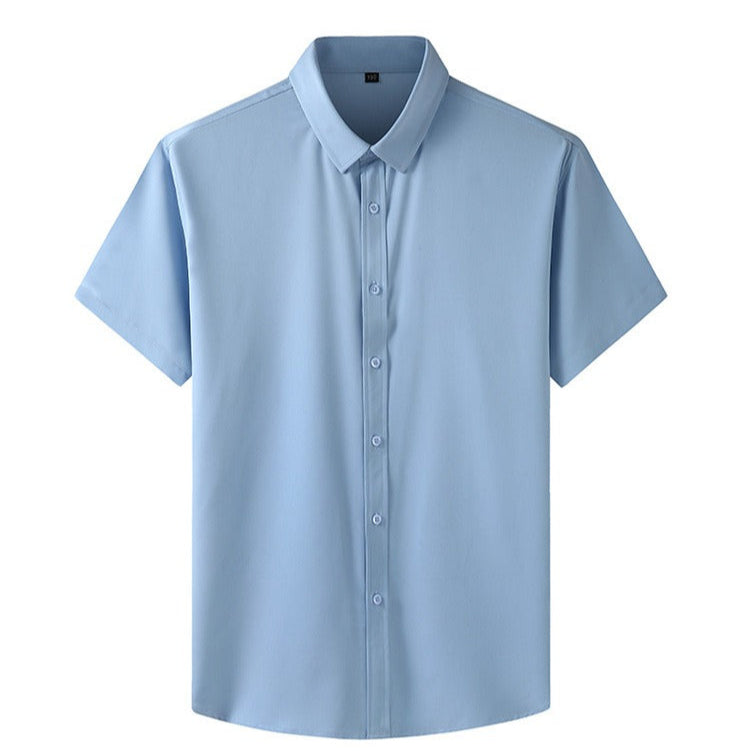 Herenhemd in polyester stretch met korte mouwen - Lauro