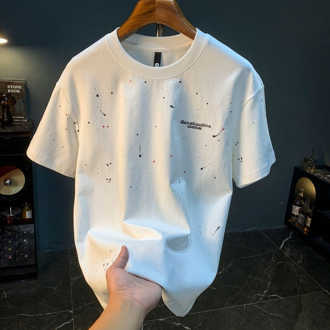 Katoenen heren-T-shirt met spetterprint in urban stijl - Dalvio