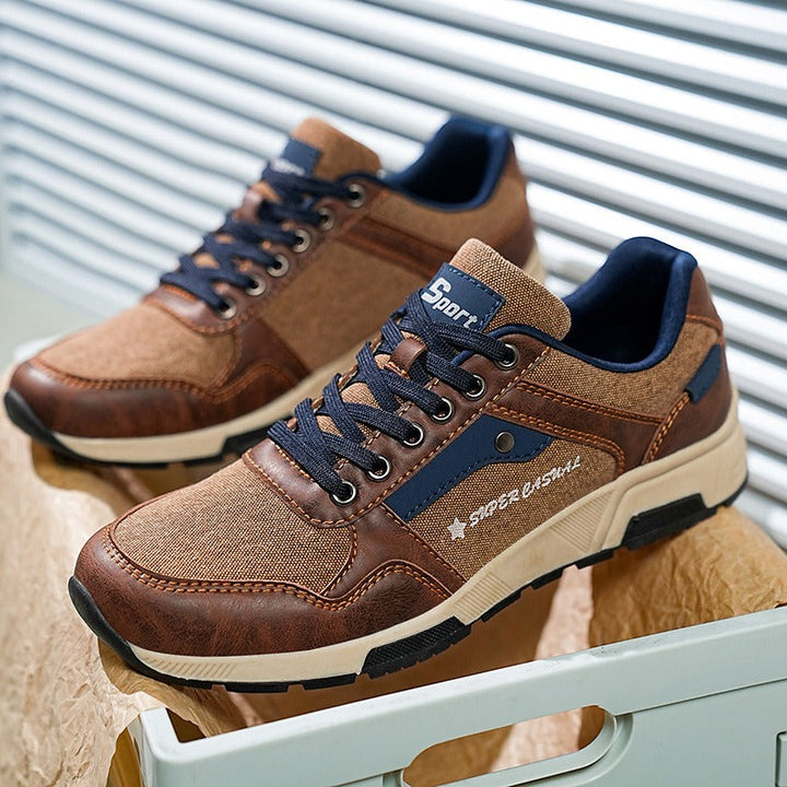 Retro herentrainers met casual materiaalmix - Luis