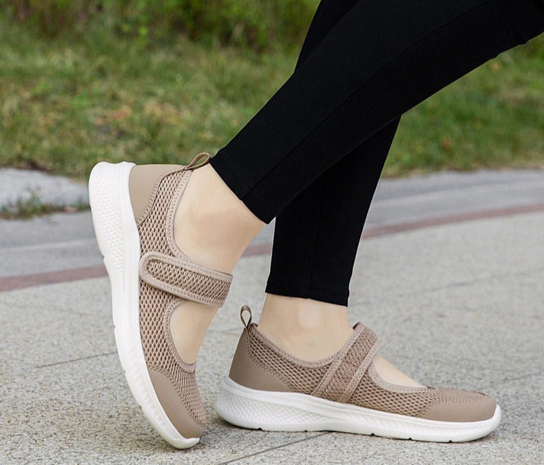 Ademende orthopedische damesschoenen met klittenbandsluiting - Hilda