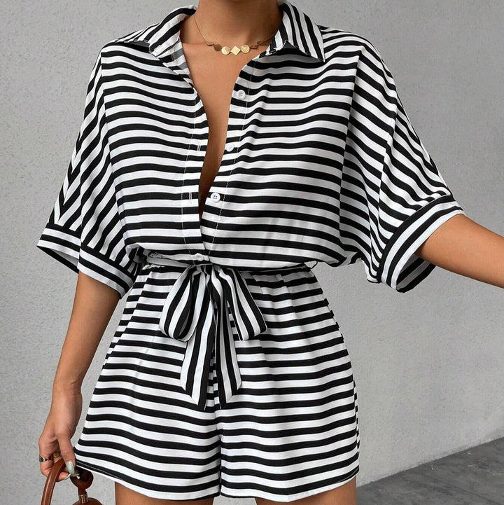 Shirt korte jumpsuit met horizontale strepen - Brisa
