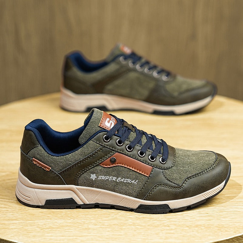 Retro herentrainers met casual materiaalmix - Luis